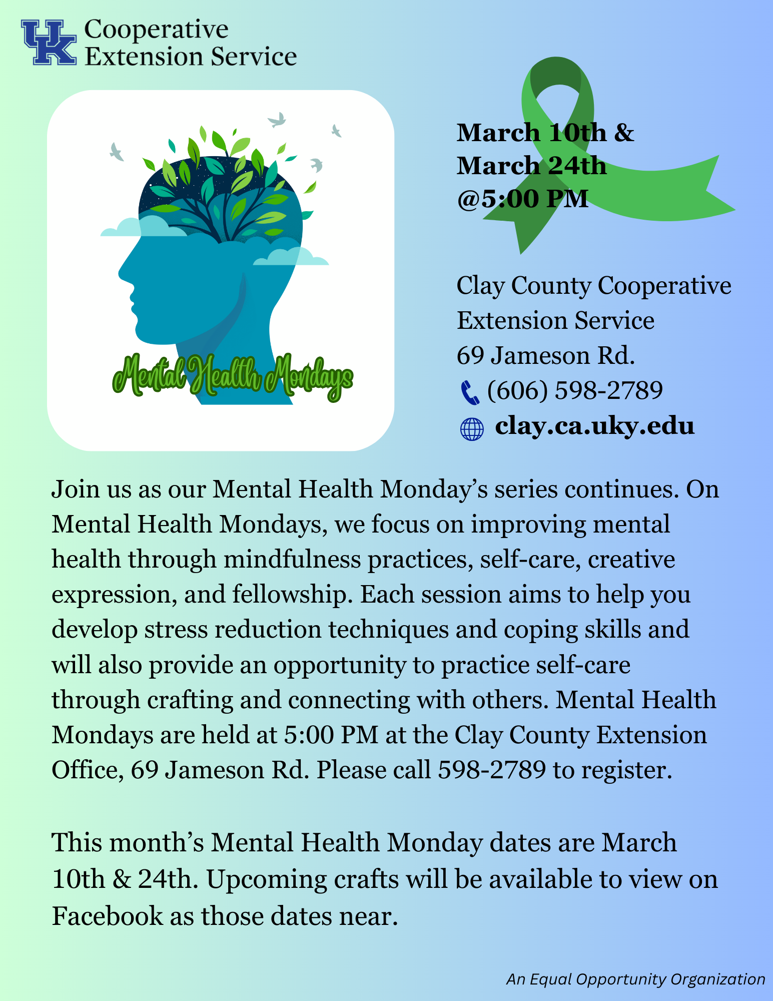 Mental Health Mondays flyer